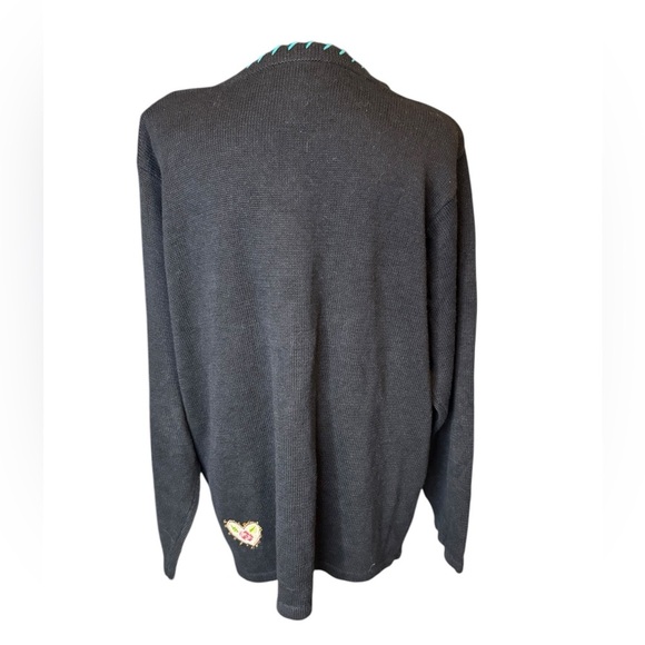 Susan Graver Womens Black Western Cardigan Sweater Button Front Sequin 1X - Picture 2 of 10